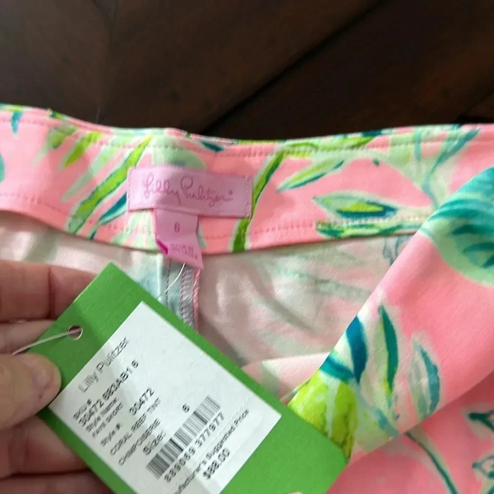Lilly Pulitzer Pink and Green Leaf Print Skort - Picture 4 of 5